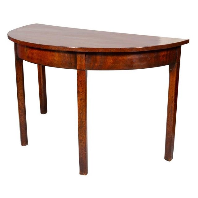 Pair George III Mahogany Demilune Console Tables For Sale - Image 4 of 12