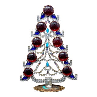 Czech Crystal and Rhinestone Mantle Christmas Tree For Sale