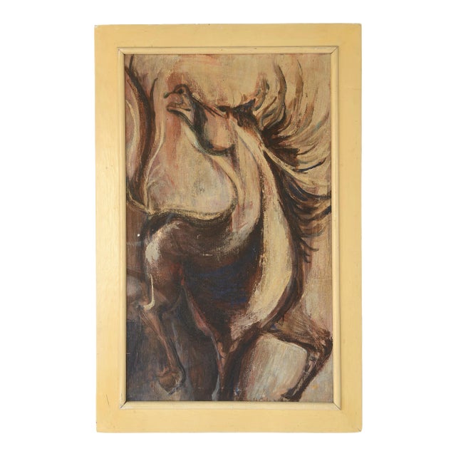 1960s Modernist Horse Painting, Framed For Sale