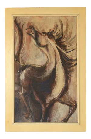 1960s Modernist Horse Painting, Framed