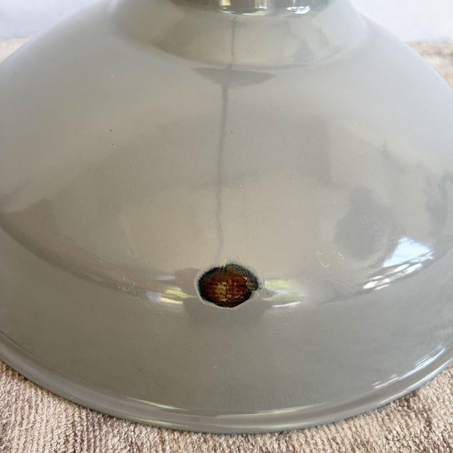 Metal Industrial Grey Enamel Pendant Light, 1950s For Sale - Image 7 of 17