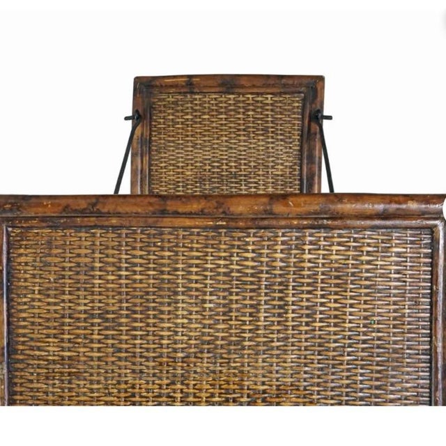 Wood English Vintage, Bamboo, Rattan Side Table. Useful as Accent Table or Small Dry Bar With Wicker Accents. For Sale - Image 7 of 7