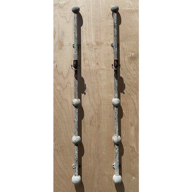 Vintage Metal Ball Finial Wall Sconces - A Pair For Sale - Image 9 of 12