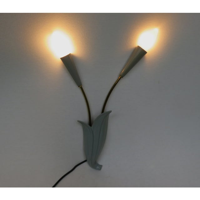 1950s Floral Wall Lights in Brass & Aluminum, 1950s For Sale - Image 5 of 17