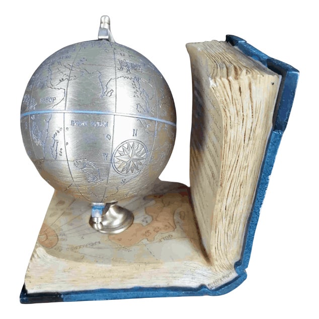 Sphere Globe Bookend with Secret Compartment For Sale
