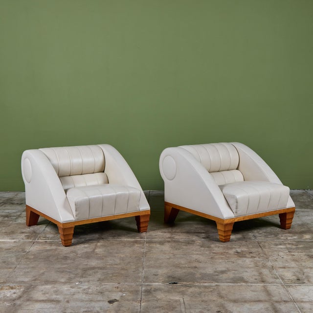 Designed by Luxembourgish architect and urban planner, Léon Krier, for Giogetti, c.1993 Italy. The leather lounge chairs...