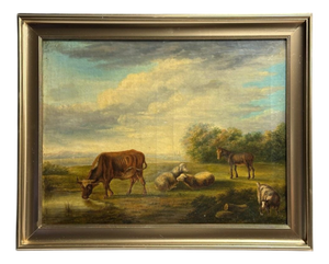 Charles Desan, Landscape with Cattle, 1846, Oil on Canvas, Framed
