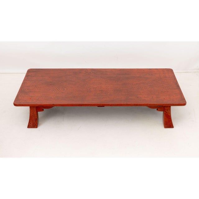 Japanese Red and Black Lacquered Low Table For Sale - Image 4 of 9