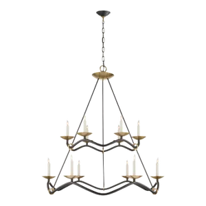 Barry Goralnick for Visual Comfort Signature Choros Two-Tier Chandelier in Aged Iron