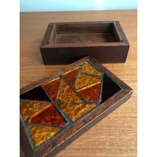 Jewelry Trinket Keepsake Box w/Amber Glass Chairish