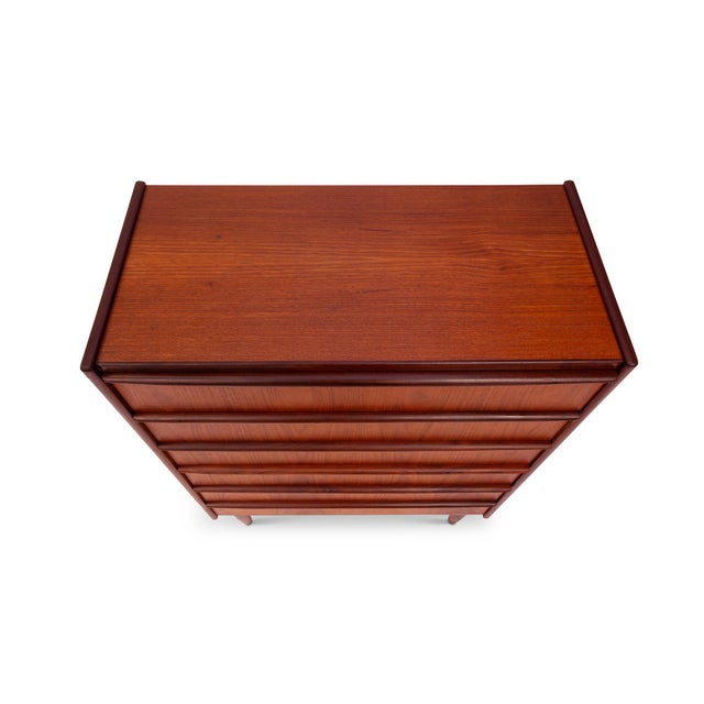 Vintage Danish Mid-Century Six-Drawer Teak Tallboy Dresser 1960s For Sale - Image 9 of 9