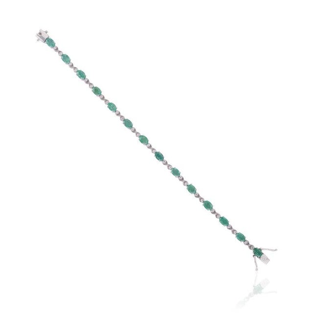Not Yet Made - Made To Order Handcrafted Emerald & Diamond Infinity Link Bracelet in 925 Sterling Silver For Sale - Image 5 of 14