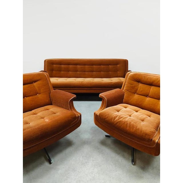 Mid-Century Madmen Style Swivel Armchairs & Sofa, 1970s For Sale - Image 6 of 11