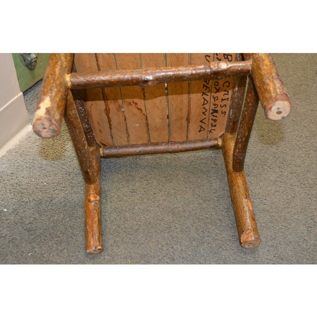 Vintage Folk Art Handcrafted Children's Wooden Log Chair - Va Artist - Signed 1984 For Sale - Image 10 of 13