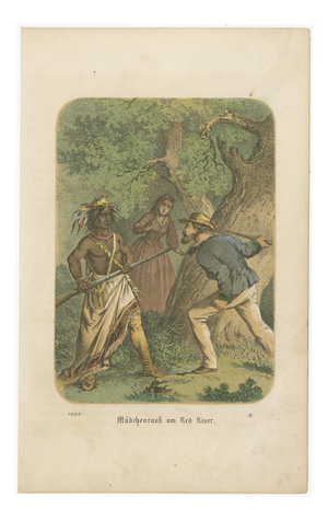 German School, Kidnapping at the Red River Frontier Scene, 1868, Lithograph