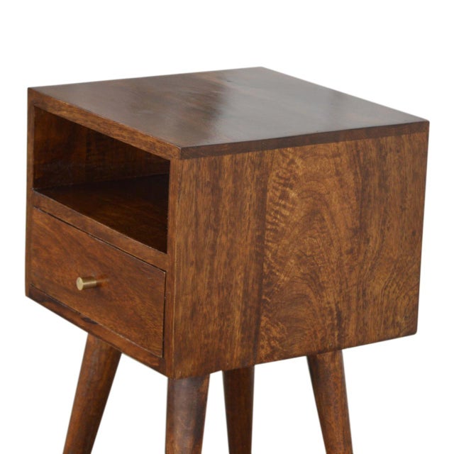 Mini Chestnut Nightstand With Shelf For Sale - Image 4 of 8
