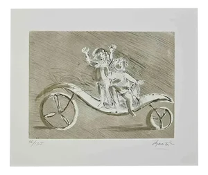 Giacomo Manzú, Mileto and Giulia in a Green Carriage, Etching, 1970s