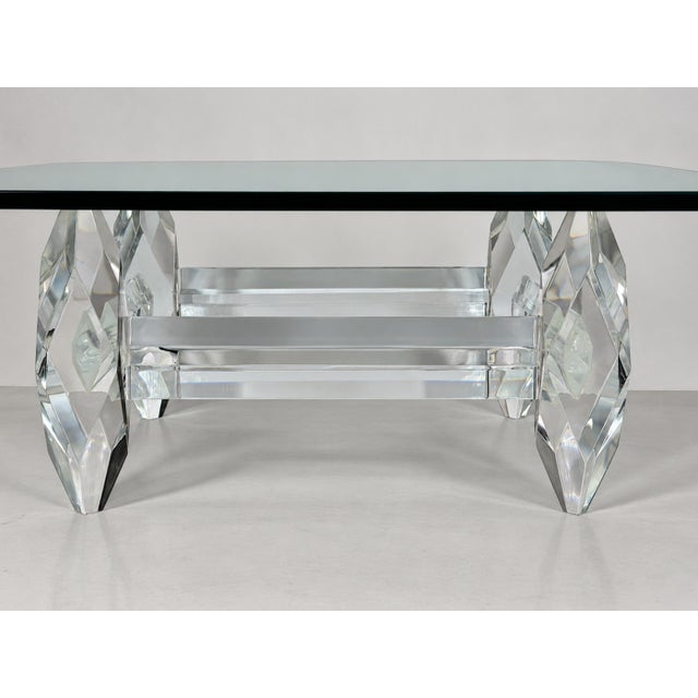 Amparo Calderon Tapia “Diamante” Sculptural Lucite & Glass Coffee Table For Sale - Image 12 of 18