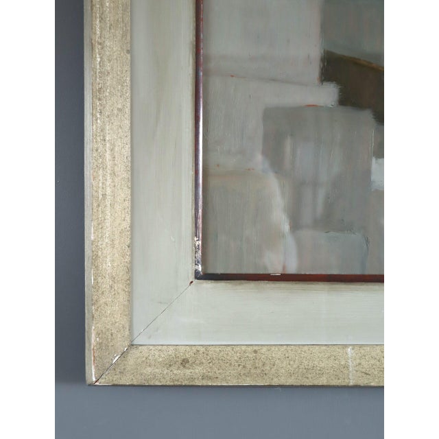 Mid-Century Modern 'Windmill on the Hill' Vintage Minimalist Original Landscape Oil Painting, Framed For Sale - Image 6 of 8