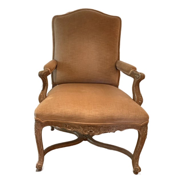 Pair of Traditional J. Robert Scott Lounge Chair, Chateau Fauteuil, Velvet Upholstery For Sale In Phoenix - Image 6 of 11