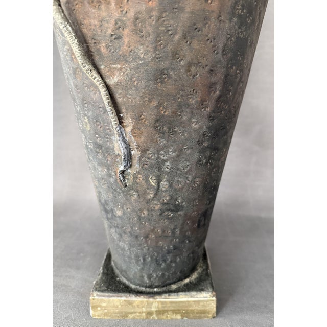 Italian Liberty Metal Vases with Reptiles, 1915-1935, Set of 2 For Sale - Image 11 of 12
