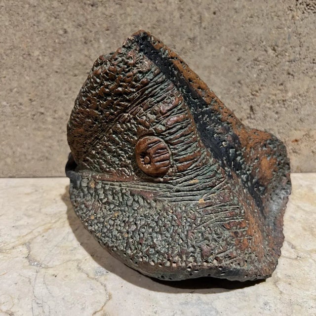 1970s Studio Pottery Abstract Textured Triangular Object For Sale - Image 9 of 12