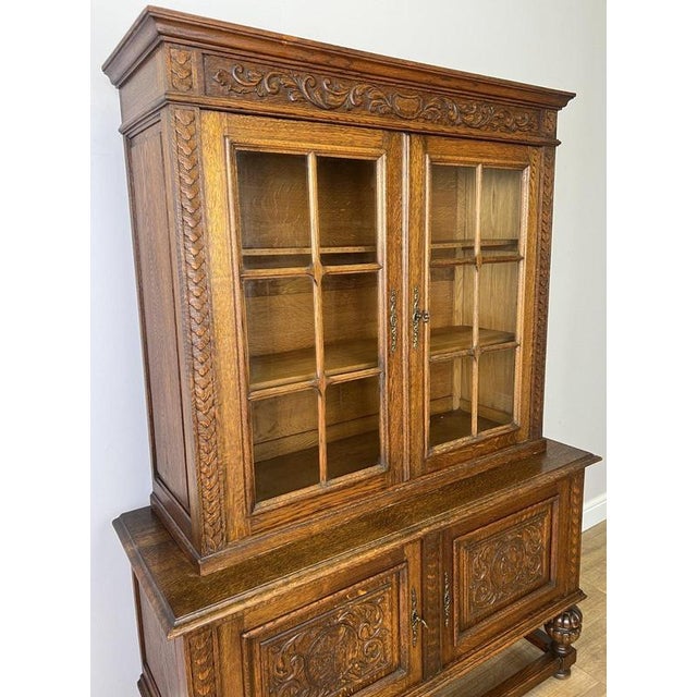Vintage French Oak Glazed Display Cabinet For Sale - Image 3 of 14
