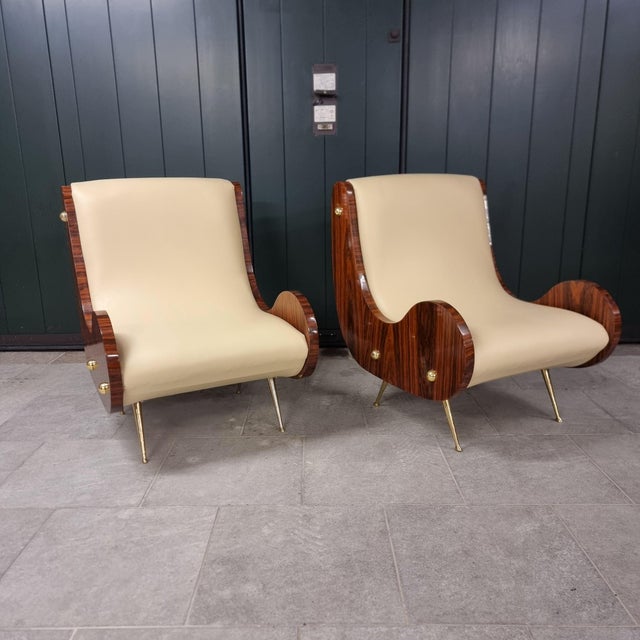 Vintage Art Deco Style Armchairs with Canaletto Walnut Armrests, 2010s, Set of 2 For Sale - Image 11 of 12