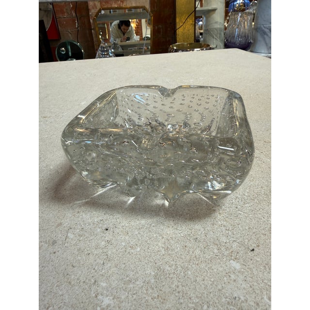 Vintage Clear Textured Glass Ashtray With Bubble Pattern For Sale - Image 9 of 14