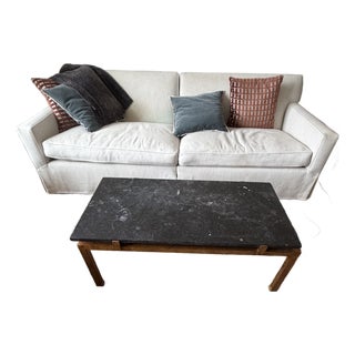 Mid 20th Century Black Belgium Marble Top Coffee Table For Sale