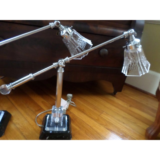 1980s Mid Century Modern Retro Style Marble Base Adjustable Desk Table Lamps - a Pair For Sale - Image 5 of 11