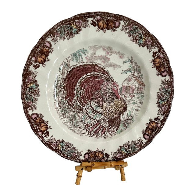 Vintage Turkey Thanksgiving Plate Autumn Monarch Johnson Bros For Sale