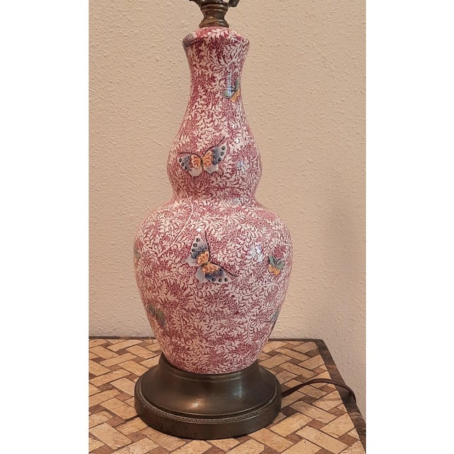 Royal Winton Pink Chintz Butterfly Lamp England For Sale - Image 9 of 13