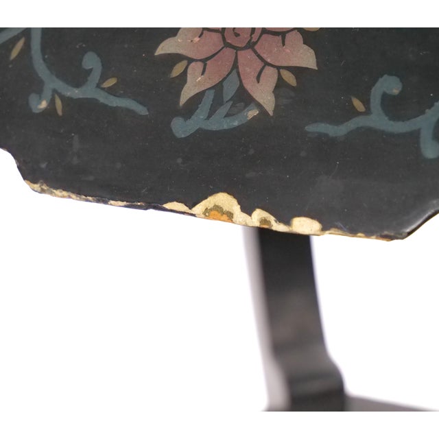 Pair of Chinese Chinoiserie Lacquered & Painted Side Tables, Circa 1970 For Sale - Image 10 of 14