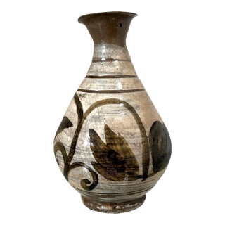 Korean Glazed Ceramic Vase Buncheong Ware Joseon Dynasty For Sale