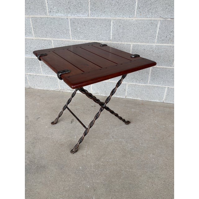 Spanish Revival Style Cherry & Cast Iron Side/End Table For Sale - Image 4 of 7