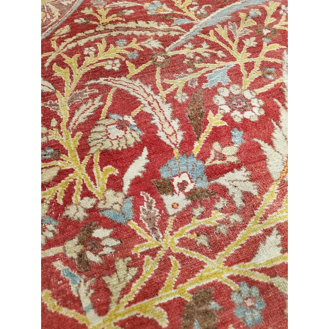 Persian Antique Tabriz Carpet, Handmade Persian Rug in Floral Gold, Red and Beige For Sale - Image 3 of 18