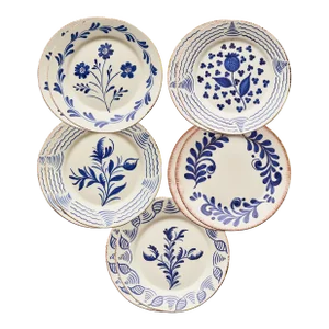 Casa Nuno Blue and White Dinner Plates, Mixed Patterns, Set of 10