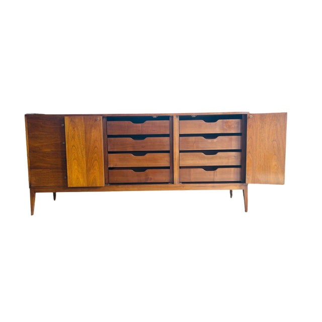 Stunning mid century modern Paul McCobb style Walnut Triple dresser in great vintage condition with normal wear consistent...