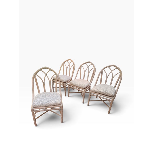 Late 20th Century Vintage McGuire Cathedral Cerused Rattan Dining Chairs – Set of 4 For Sale - Image 5 of 14