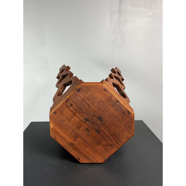 Mid-Century Modern French Artisanal Octagonal Hand Crafted Stool, 1950s For Sale - Image 9 of 12