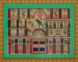 "Parrot Under a Clock Tower" Needlepoint
