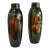 Pair of 1920s Tall Hand Painted Brown Glazed Ceramic Flower Vases For Sale