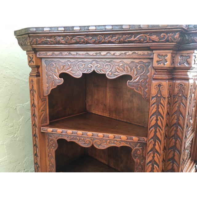 Antique Japanese Hand Carved Elmwood Sideboard, Meiji, 20th