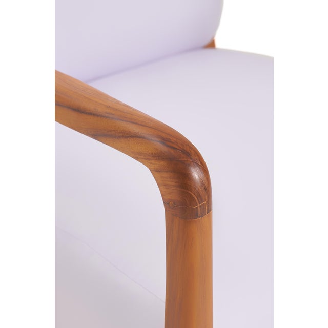 Danish MidCentury Modern Indoor Teak Lounge Chair, With White Cushions