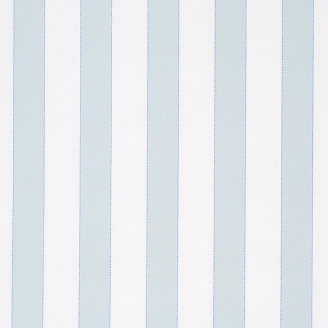 Traditional Schumacher Louise Stripe Wallcovering In Ice For Sale - Image 3 of 6