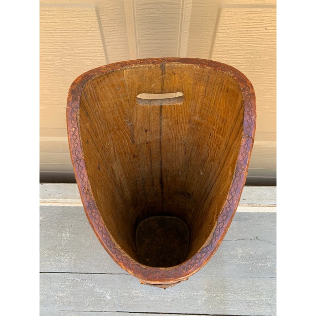 19th-Century French Leather-Wrapped Grain Bin or Umbrella Stand For Sale - Image 10 of 11