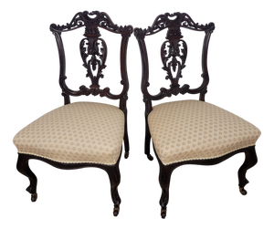 Victorian Carved Nursing Chairs, 1890, Set of 2