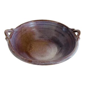 1970s Woburn Studio Art Pottery English Hand Crafted Handled Round Bowl