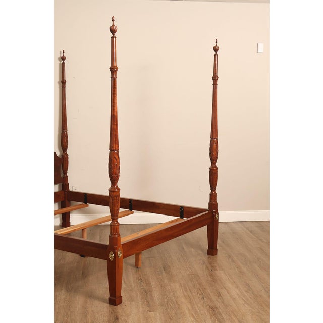 Late 20th Century Stickley Queen Size Cherry Rice Carved Poster Bed For Sale - Image 5 of 18